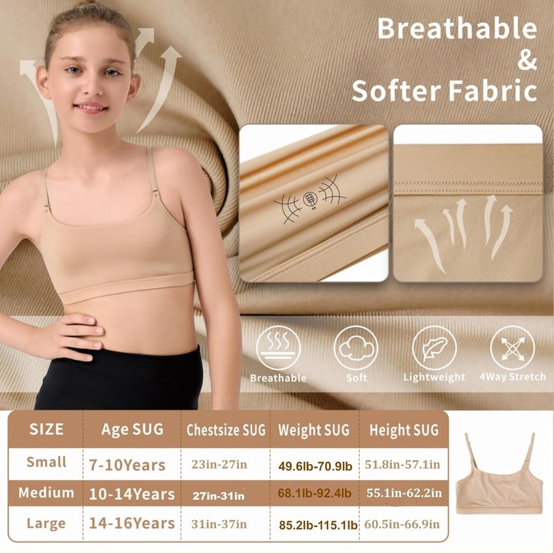 Sanstrong Dance Gymnastic Ballet Sport Bras for Girls Seamless Nude Training Sport Underwear Bra for Children Teens - Image 3